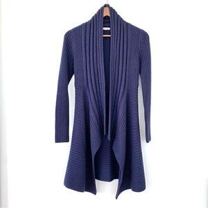 Hekla & Co. open cardigan with waterfall  front in a wool blend, made in Italy